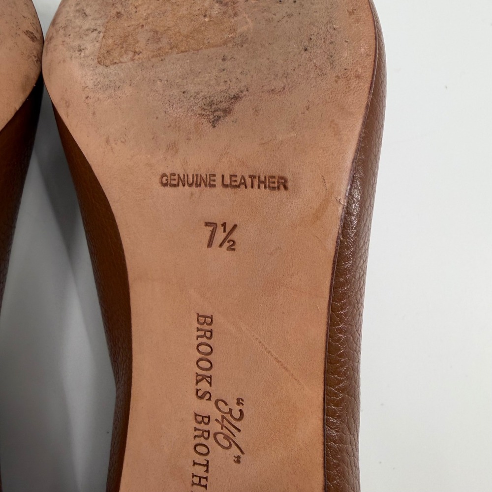 Brooks Brothers Brown Leather Pointed Toe Kitten Heel Pumps - Picture 8 of 8